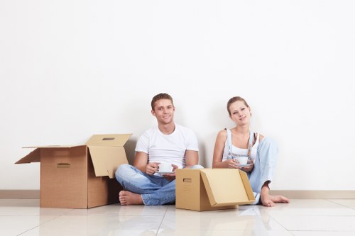 Packed boxes ready for house removals in Southgate